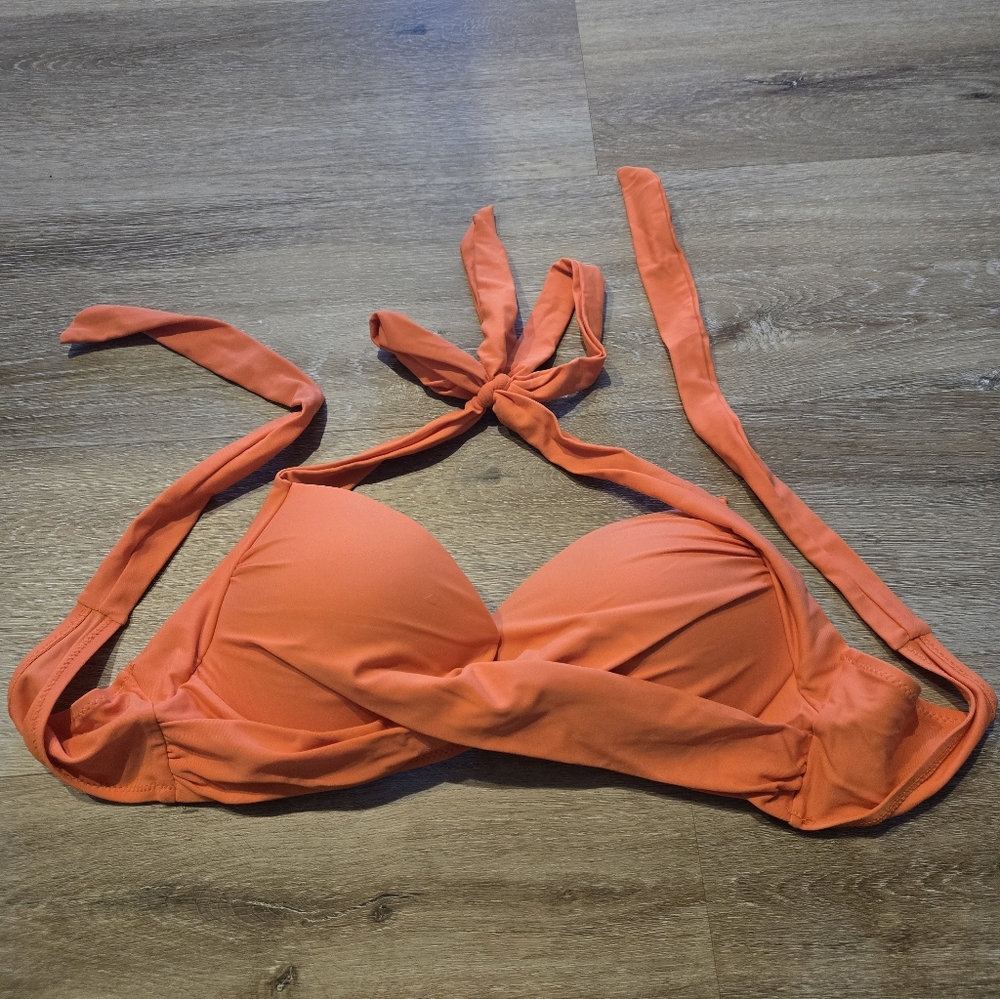 Orange Halter Bikini Top